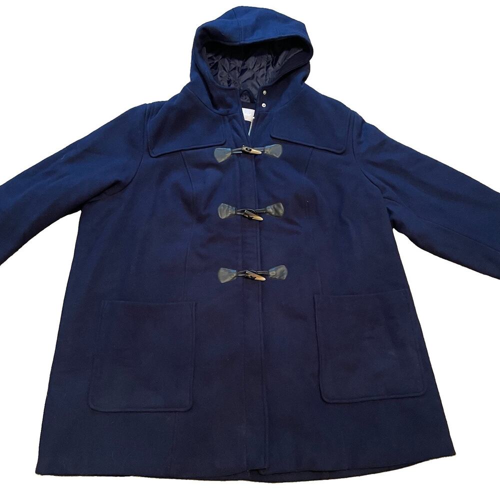 Woman Within Hooded Toggle Wool Coat